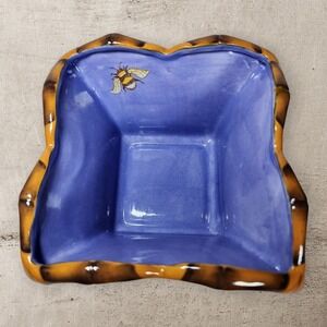 Set 2 Peggy Turchette Silvestri Decoupage Square Ceramic‎ Bowls Bee Butterfly